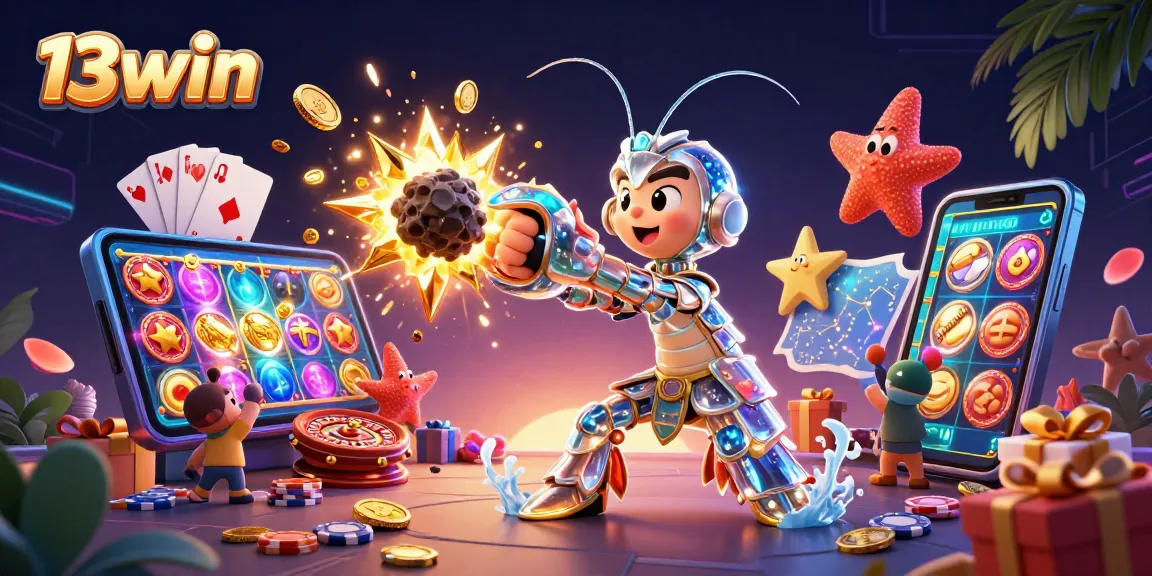 Join the 13win adventure as mantis shrimp smash through asteroids showering golden gems and coins.