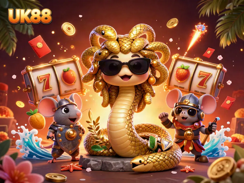 Engage with UK88's vibrant gaming universe featuring Medusa and lucky symbols.