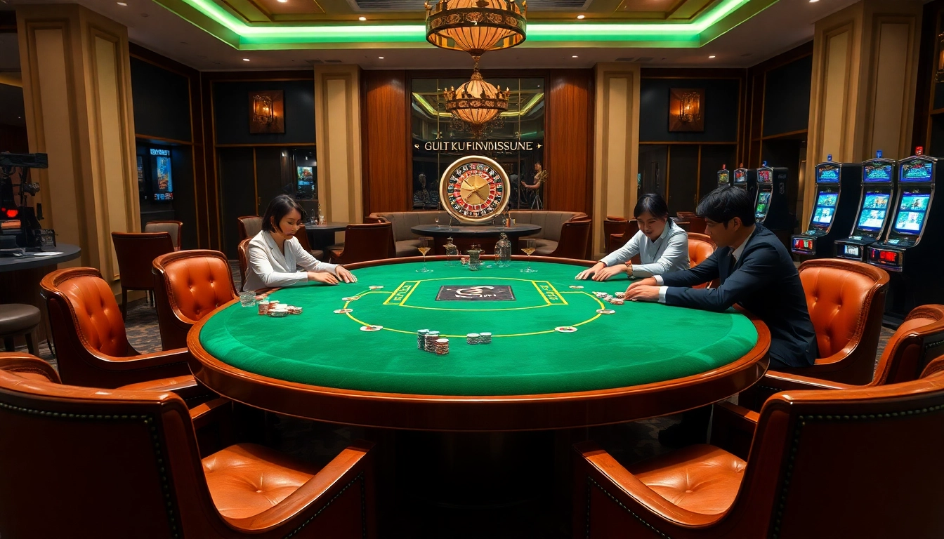 Experience the excitement of Jun88, where gamblers engage at luxurious casino tables.