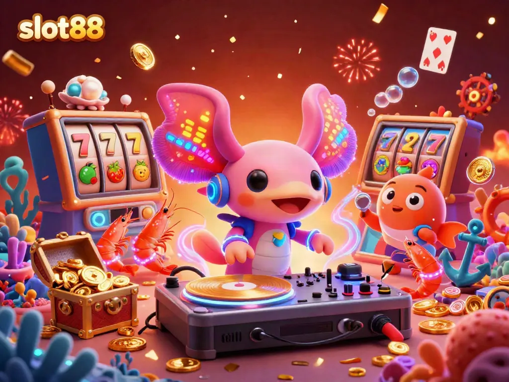 Experience thrilling gameplay with slot88 in a vibrant underwater party scene featuring unique characters.