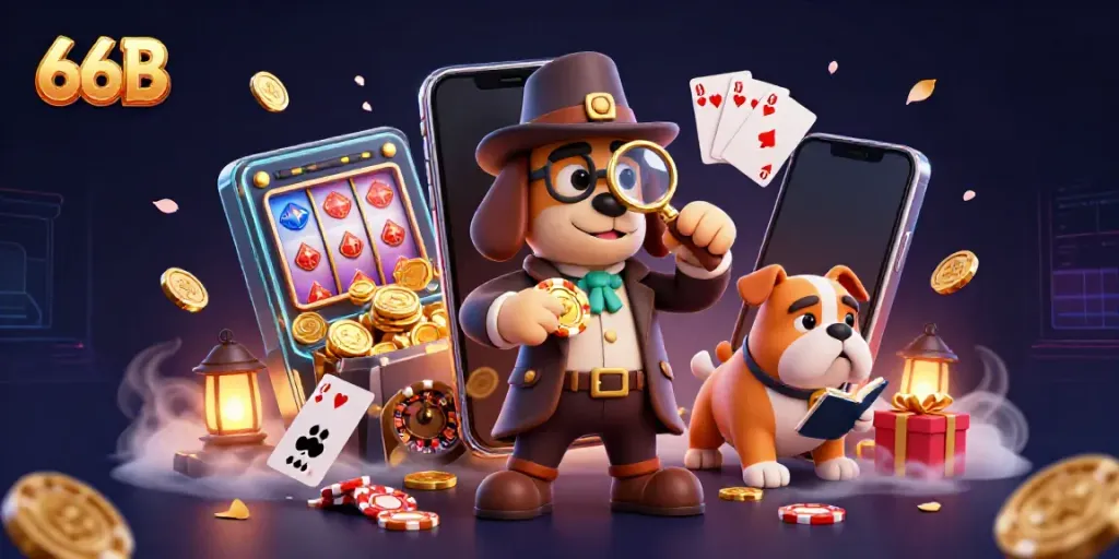 Winning big with 66 B as a detective explores vibrant casino clues and treasures.
