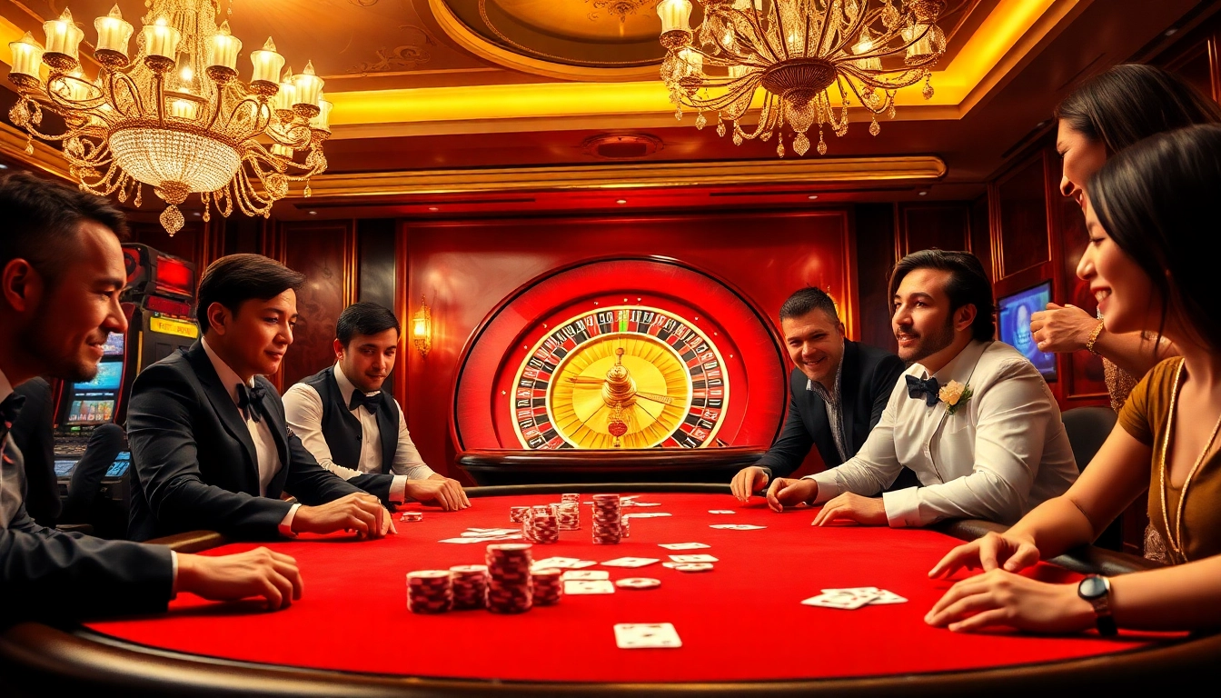 Experience the thrill of gaming at https://max88.bz/ with a vibrant poker table and roulette wheel.