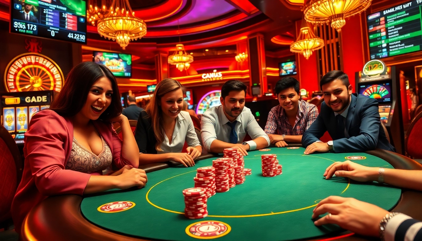 A thrilling gaming moment at https://12bett.bot/ featuring poker chips, a roulette wheel, and passionate players engaged in action.