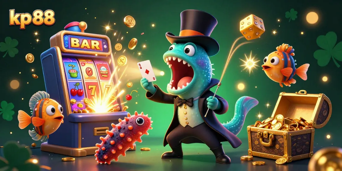 Engage with kp 88's thrilling casino magic scene featuring diverse characters in an energetic jackpot atmosphere.