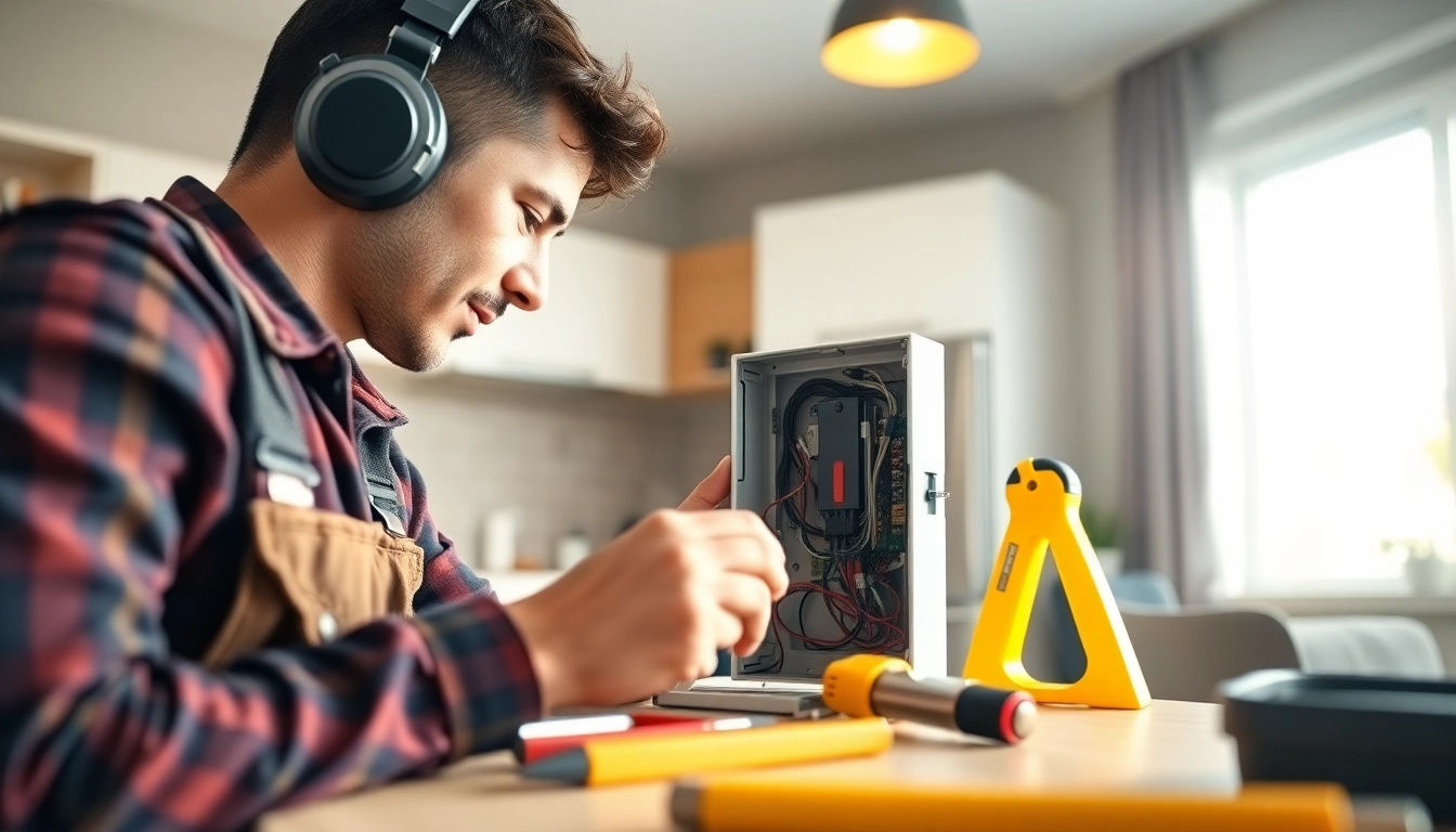 Residential electrician Burnaby performing electrical work in a modern home.