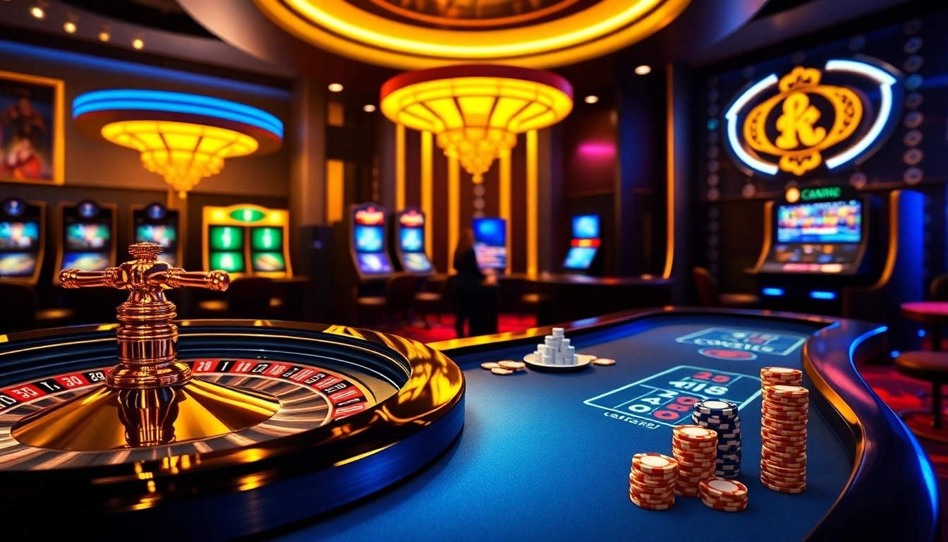 Experience thrilling gameplay at https://mi88.com.mx/, featuring a vivid live casino scene with poker chips and roulette.