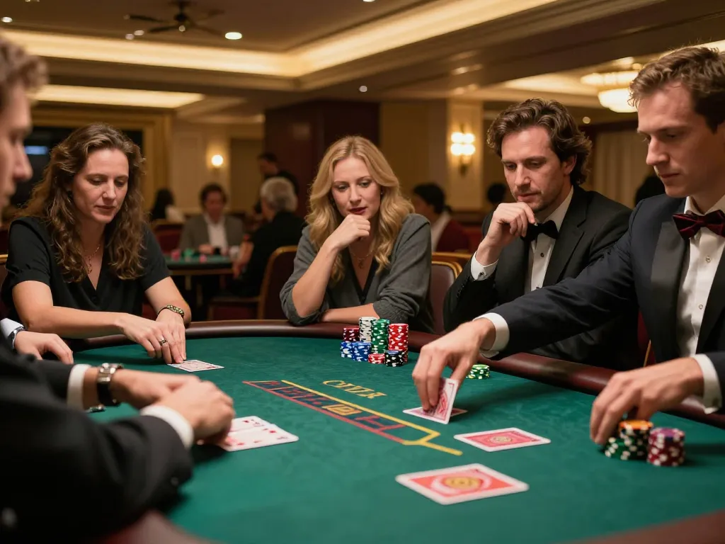 WestAce Casino players engaged in a lively poker game, showcasing dynamic betting and excitement.