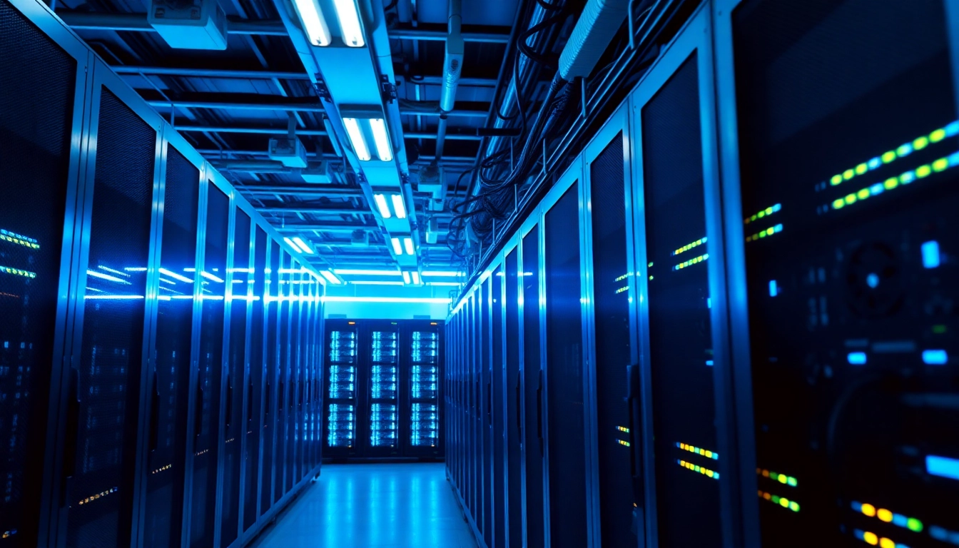 Showcase of adult hosting services with advanced server technology in a vibrant data center.