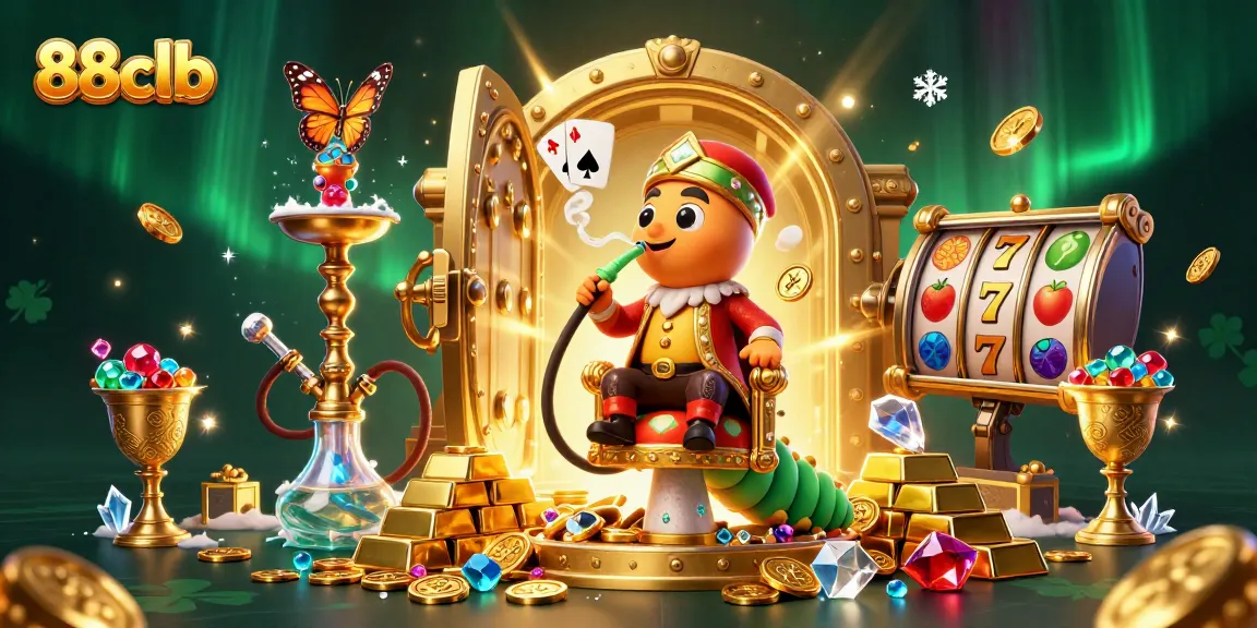 Experience the excitement of 88clb casino with a vibrant 3D illustration of unique gaming elements.