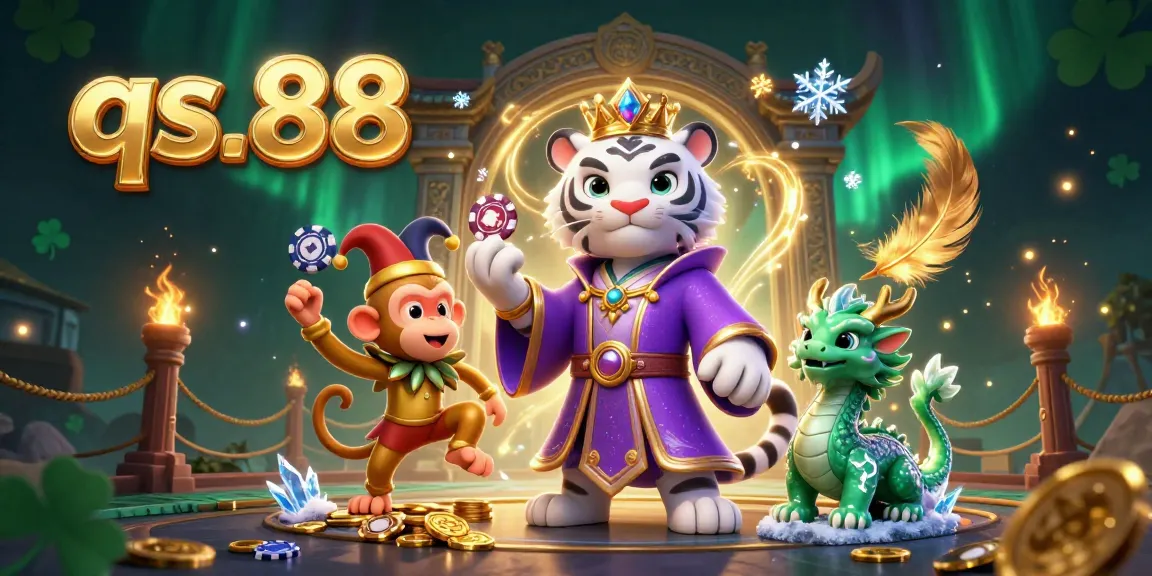 Engage in thrilling action with qs.88, featuring a majestic tiger and fun monkey in a vibrant casino scene.
