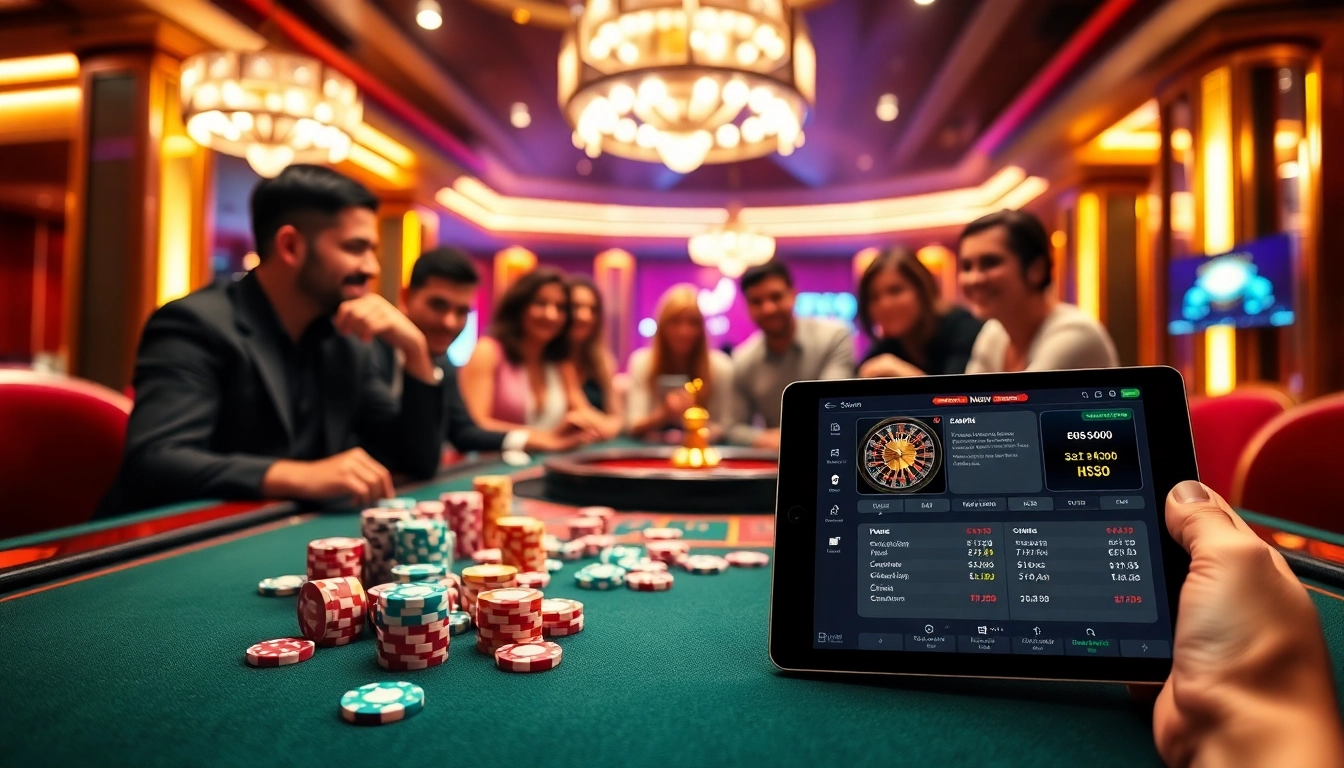 KJC's vibrant casino atmosphere with poker chips and roulette wheel showcasing exciting gambling action.