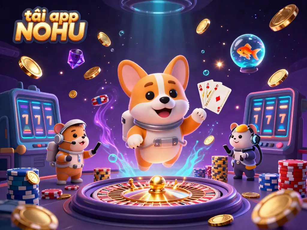 Experience the thrill with tải app NOHU in a vibrant casino setting featuring playful characters and exciting game elements.
