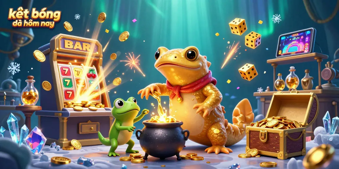 Experience the thrilling kết quả bóng đá hôm nay with a colorful illustration of casino games bursting with excitement.