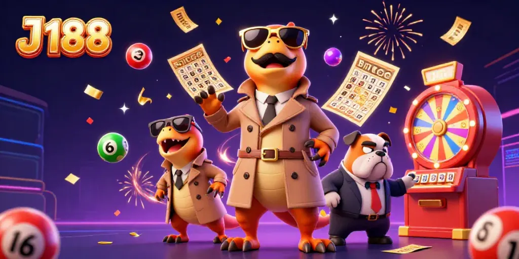 Raptors in trench coat attempt entry to VIP casino, showcasing dynamic gambling elements around J 188.