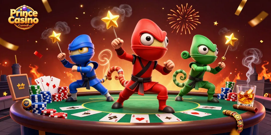 Celebrate big wins in Prince Casino Canada with ninja chameleons and poker action!
