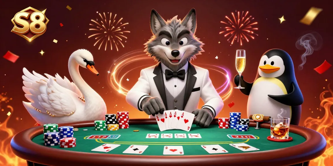 S8 brings excitement to baccarat with engaging characters and casino elements in a vibrant setting.