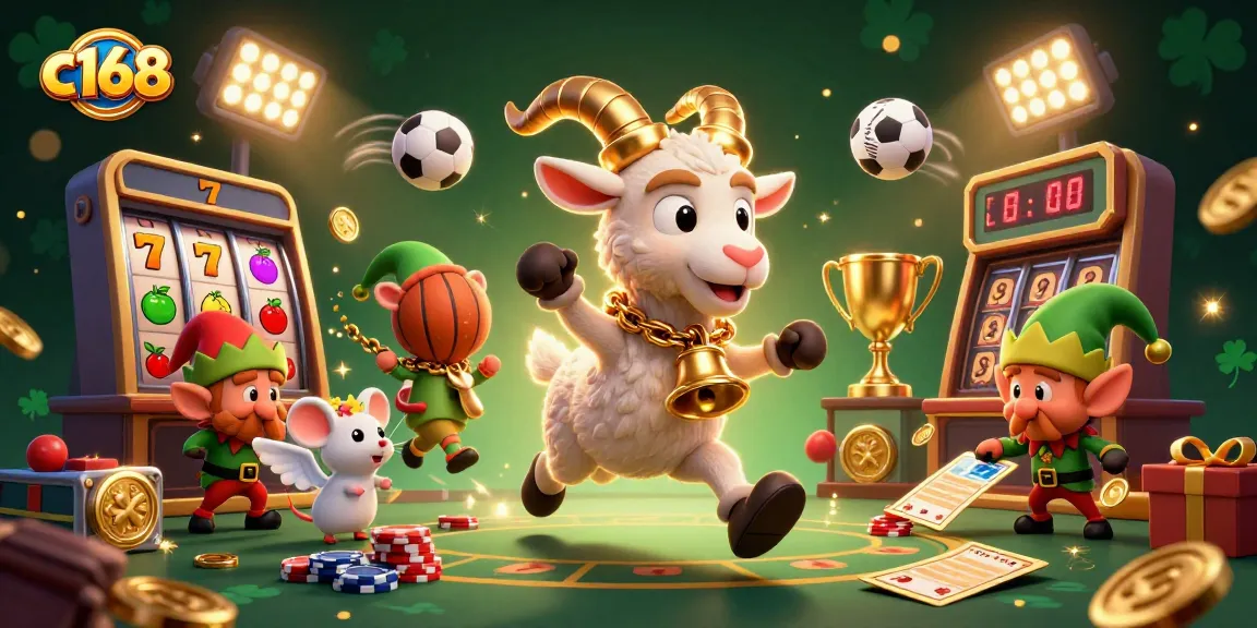 Experience excitement at c168's festive casino, complete with Krampus and joyful chaos amidst slot games.