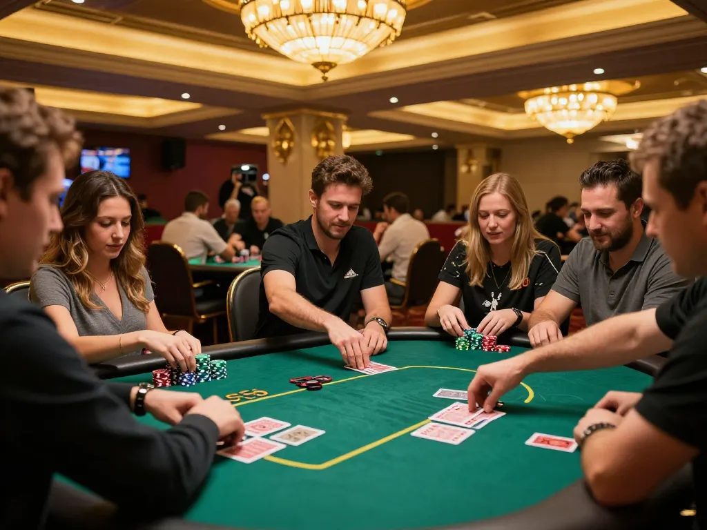 Engaged players at BL555 poker table enjoying a thrilling gaming experience