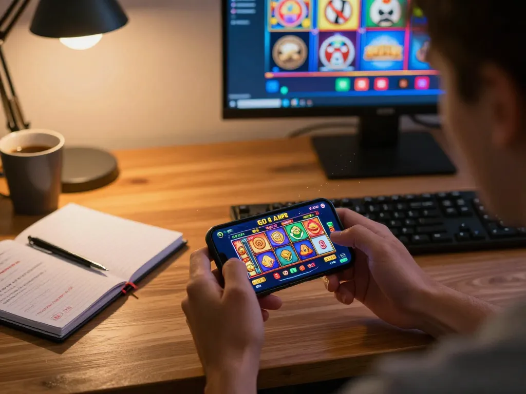 Playing go 8 casino on a smartphone, highlighting online gaming strategy and excitement
