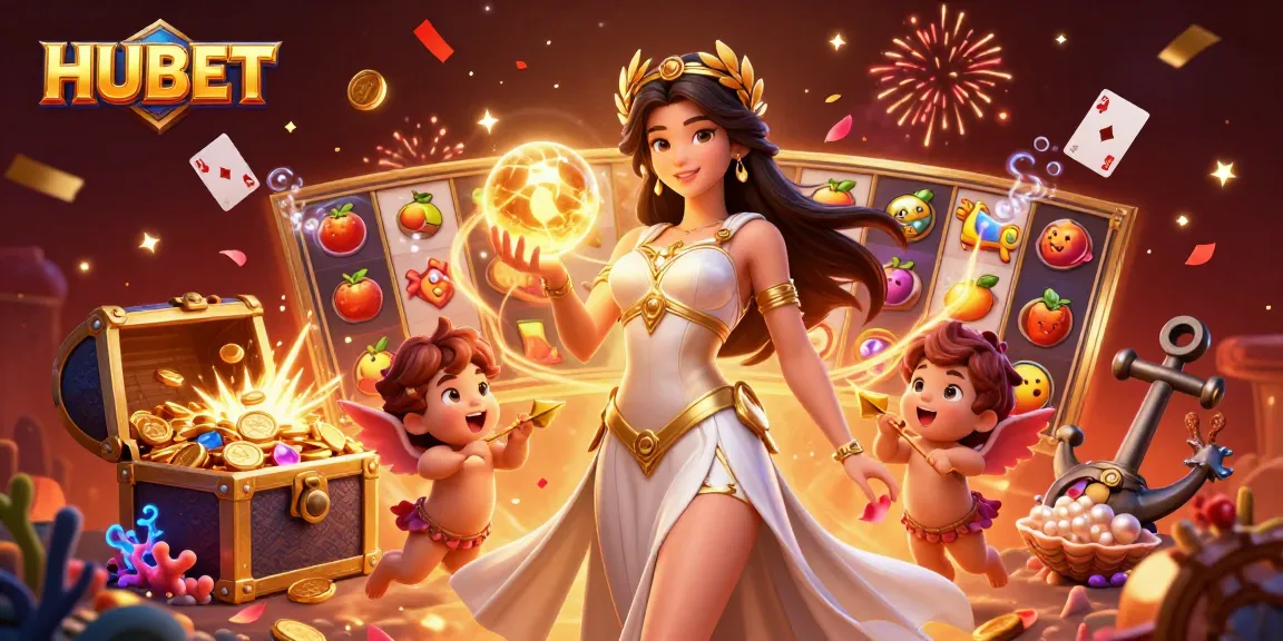 HUBET players enjoy thrilling jackpots and vibrant casino games in a stunning 3D illustration.