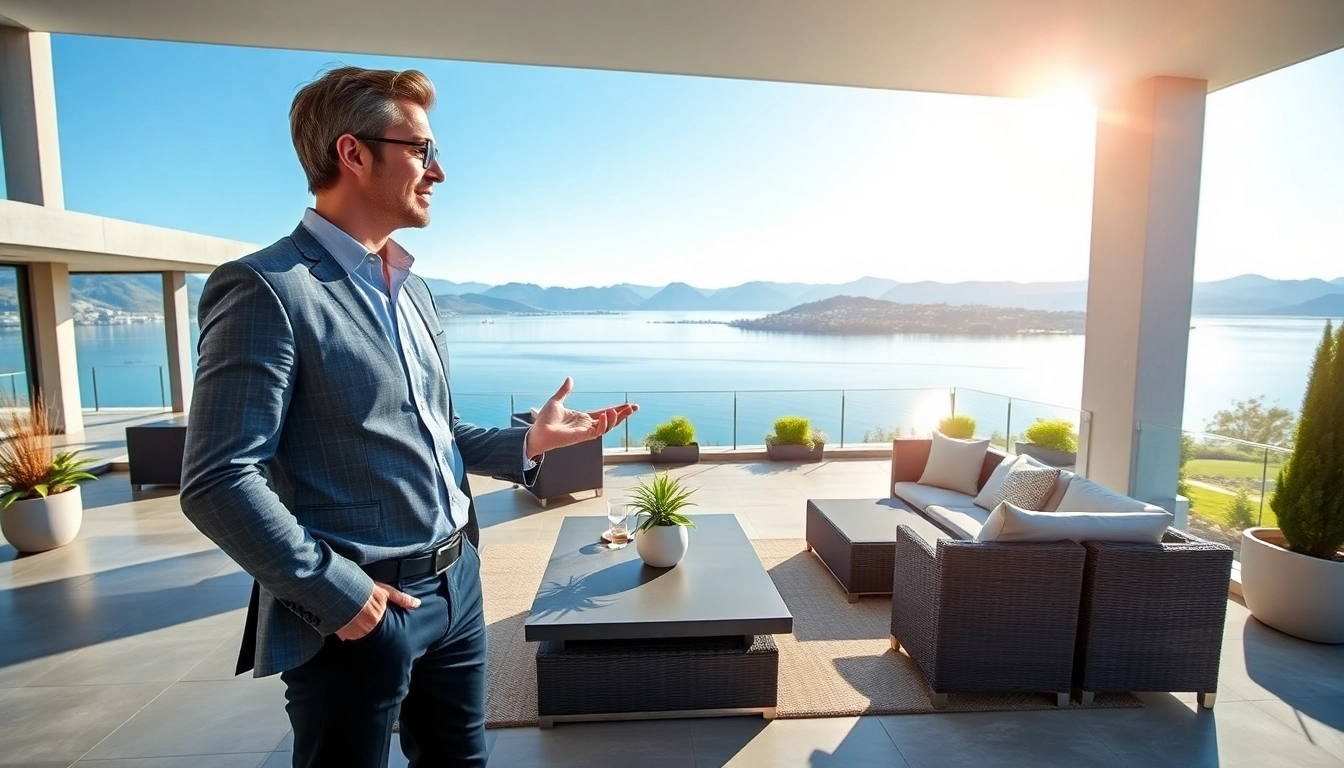 Explore kelowna real estate through an engaging agent showcasing properties in a scenic Kelowna setting.