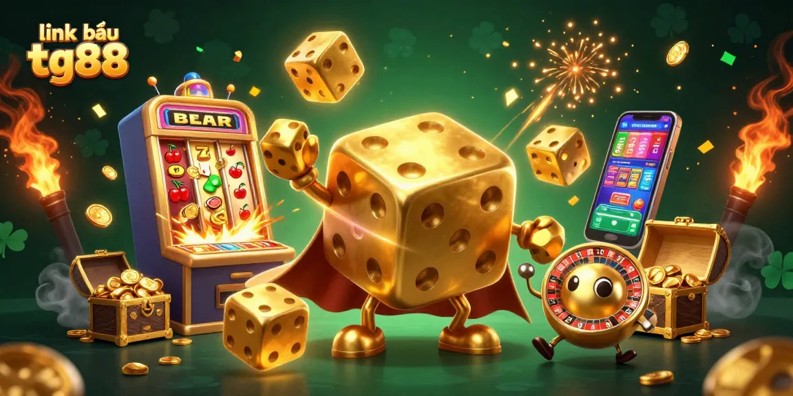 Spin winning jackpots with link vào tg88 in a colorful casino scene filled with golden dice and slots.