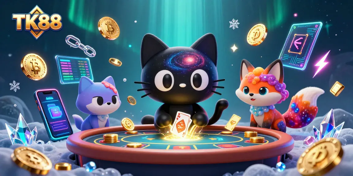 Engage in thrilling TK88 casino games surrounded by cosmic charm and vibrant visuals.