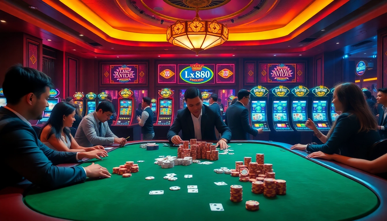 Engaging players at the casino with link xx88 showcasing vibrant betting tables and exciting games.