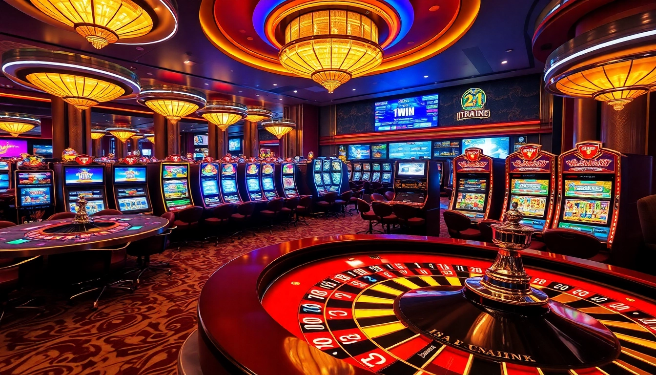 Experience the excitement of nhà cái 11WIN with vibrant casino visuals featuring roulette wheels and poker tables.
