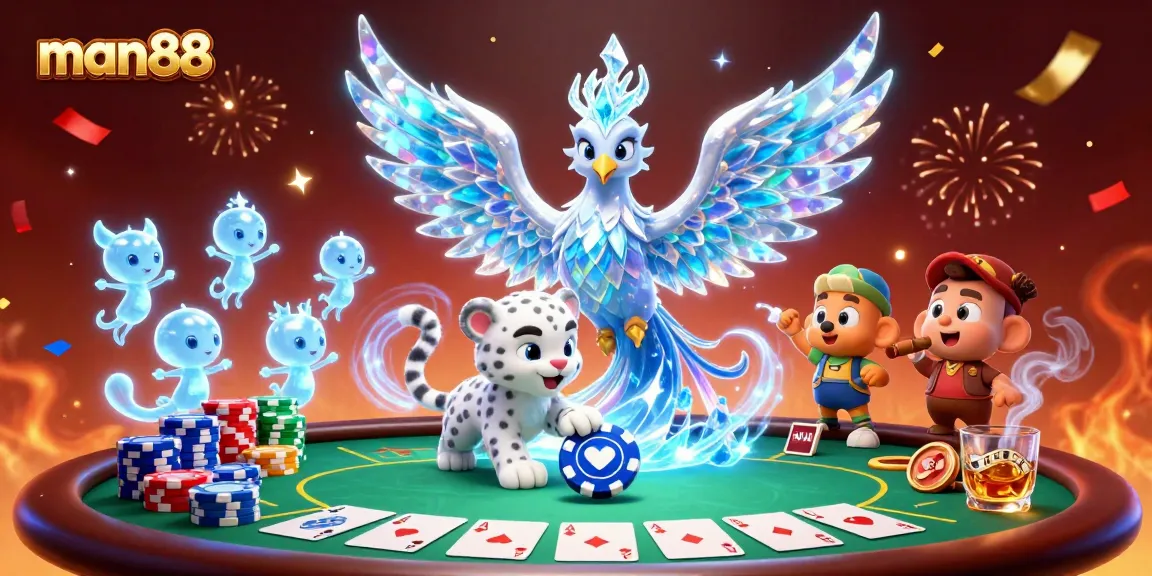 Experience top-tier gameplay with man88 in this vibrant 3D illustration of casino excitement.