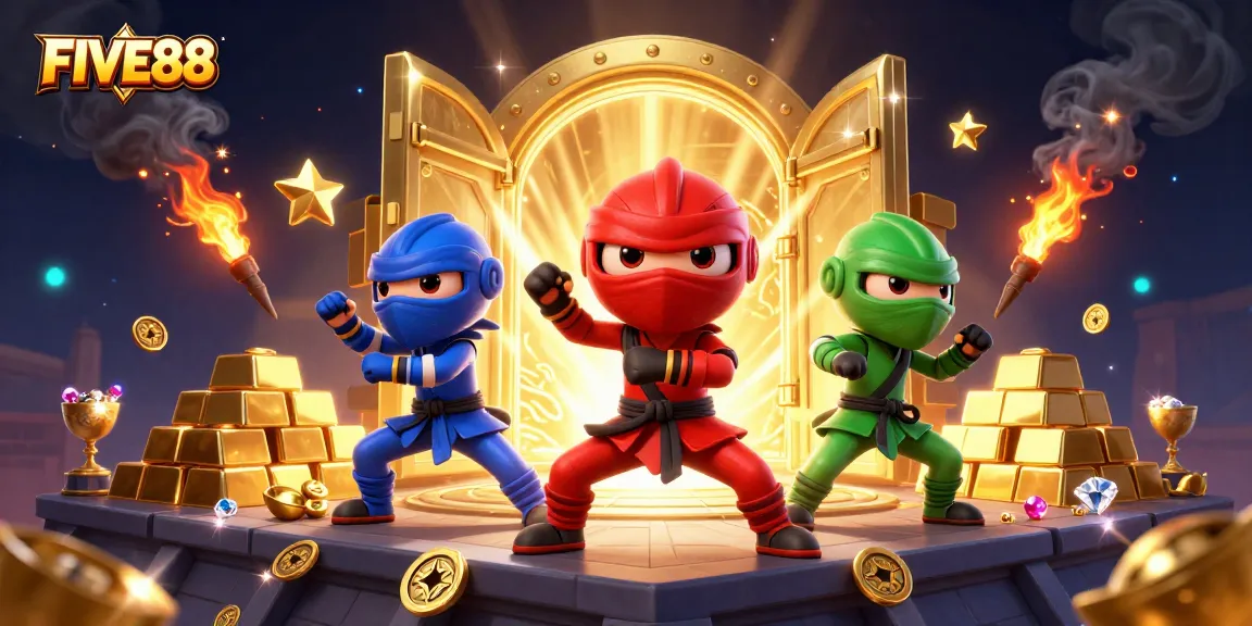 Engage with FIVE88’s thrilling chameleon characters amidst a treasure-filled casino adventure.