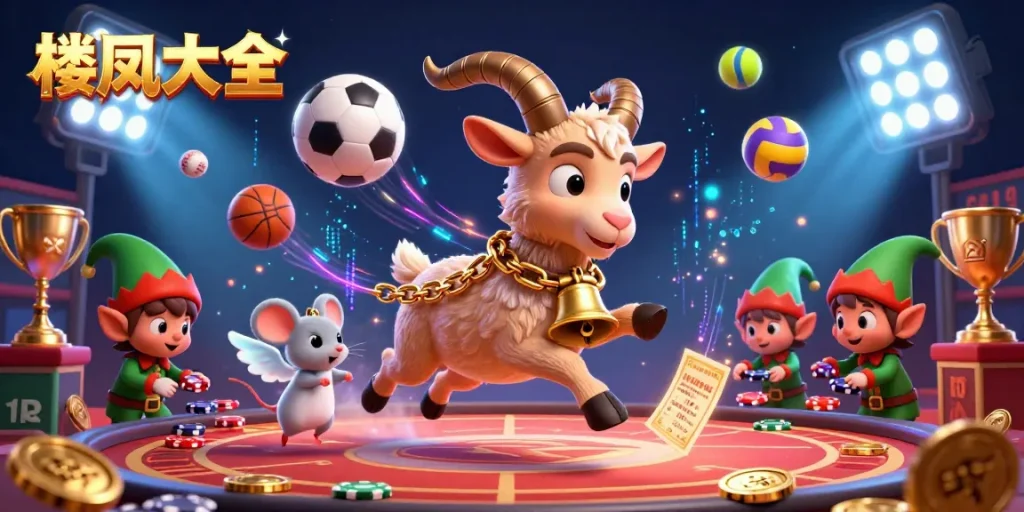 Engage with the festive spirit of the 楼凤大全 casino animation, featuring Krampus and playful elf gremlins amidst dynamic gambling elements.